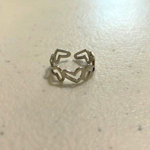 Women’s Adjustable Silver Hearts Ring Size 7